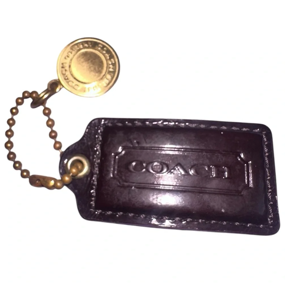 Coach Hang Tag + Gold Coin Purse Charm Dark Brown